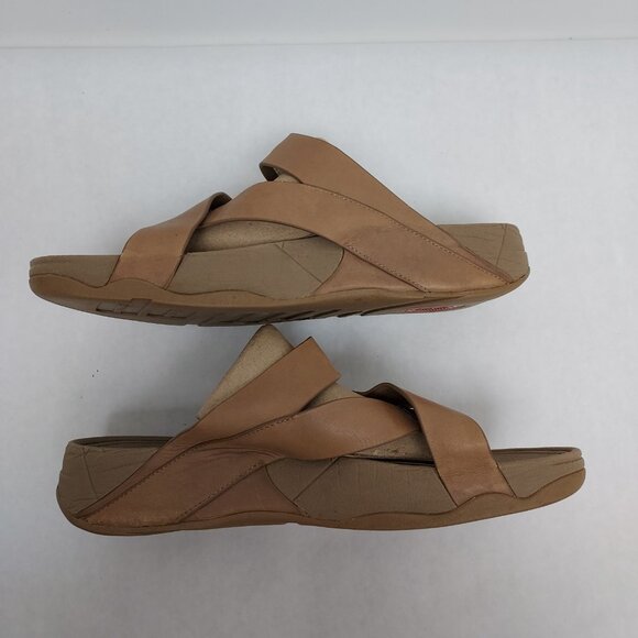 Fitflop Sling Sandal Women's 10 Straps Mink Taupe Toe Post Wobble Board Platform - Picture 11 of 15